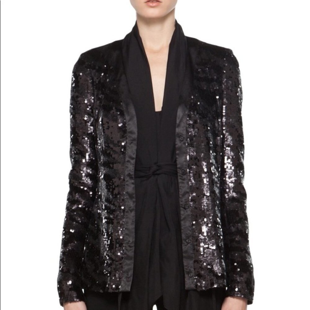 RACHEL ZOE Bailey Sequin Black Cardigan P/XS